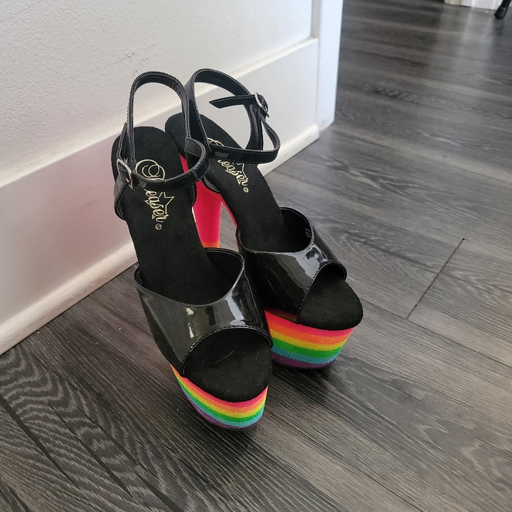 Pleaser Rainbow Platform Heels - image 2
